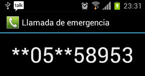 Samsung Galaxy s2 Llamada de emergencia con números