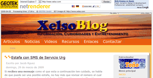 Ejemplo con NetRender en Xelso.com para la visualización.