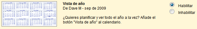 Vista de año en google Calendar