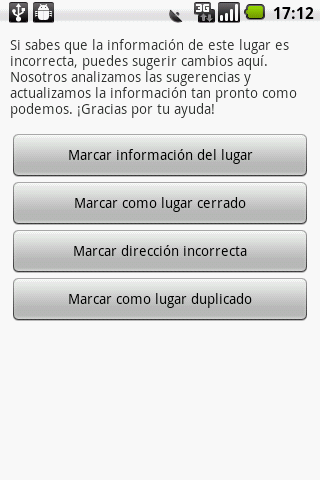 Marcar para corregir información en foursquare en android por Xelso