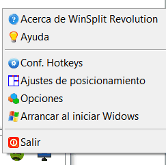Opciones del WinSplit Revolution