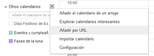 Añadir calendario por URL