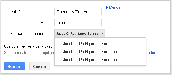 Añadir el apodo en el perfil de google plus
