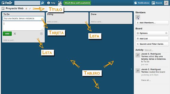 El espacio de trabajo de Trello