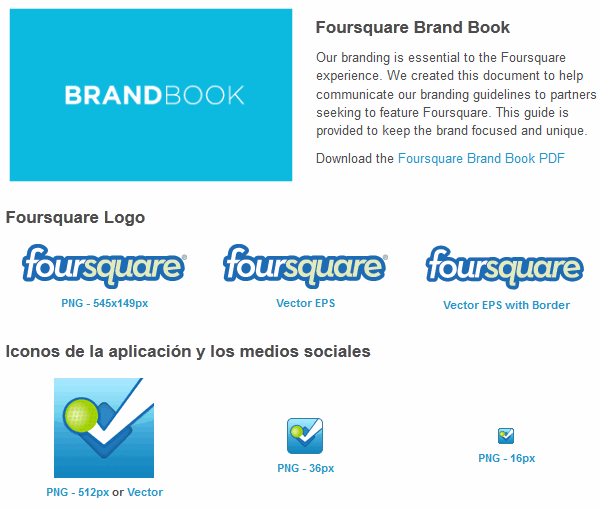 Recursos, logos, marcas e imágenes de FourSquare