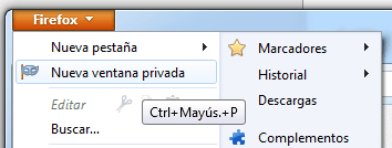 Firefox Navegación Privada