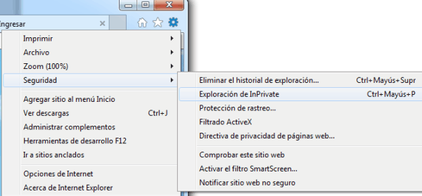 Internet Explorer - Navegación en InPrivate