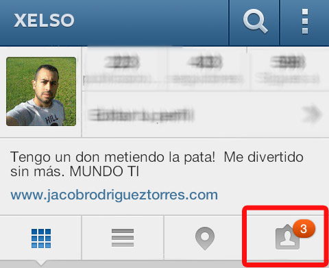 Mi perfil en Instagram con notificación de fotos etiquetadas nuevas